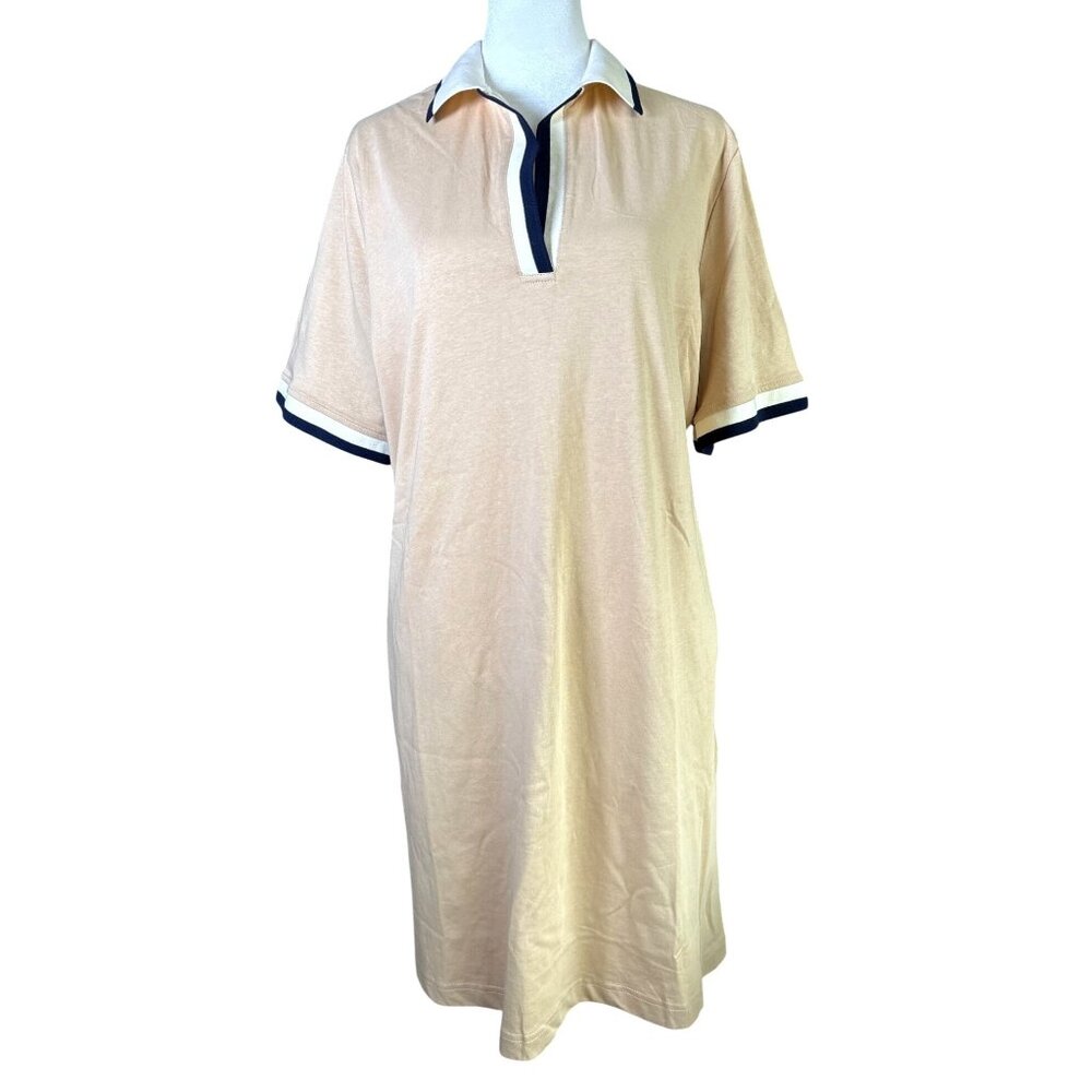 Tuckernuck Hutton Polo Dress Tan Navy Size XXL / 16 NWT Sporty Mini Cotton‎ $128